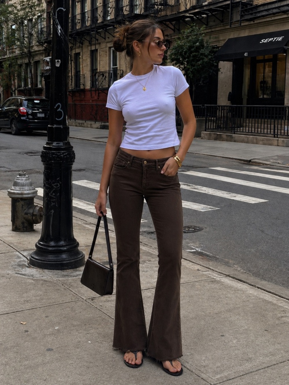 Just Black Women's Brown Flare Jeans
